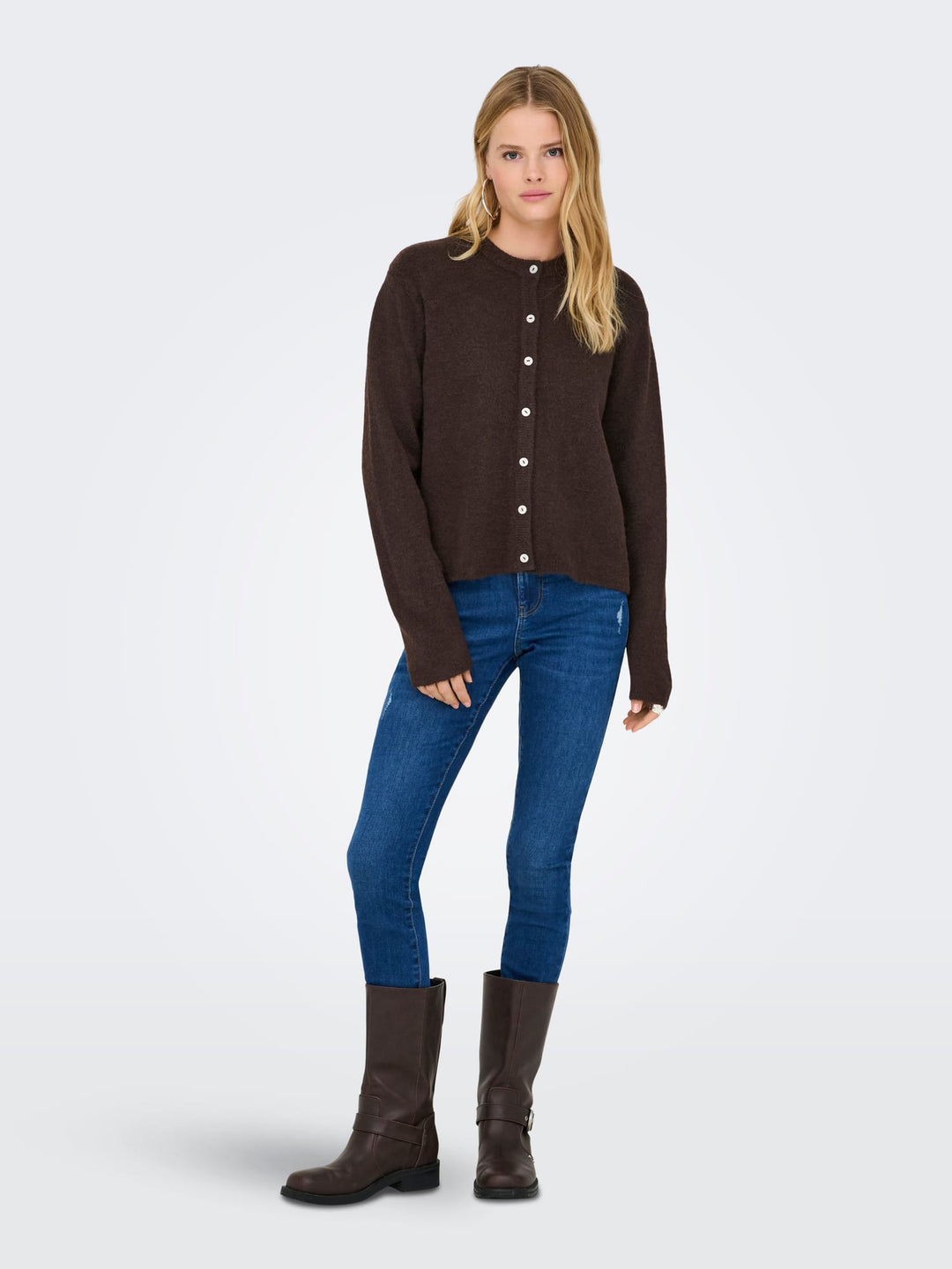 Only 15368980 simoni vest gebreid dames – bruin