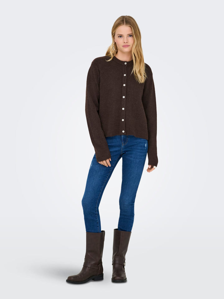 Only 15368980 simoni vest gebreid dames – bruin