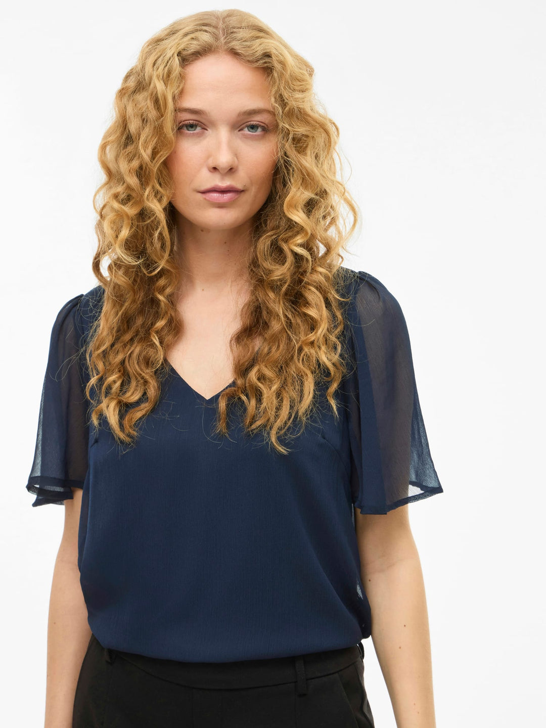Vila Falia V-hals top navy – dames