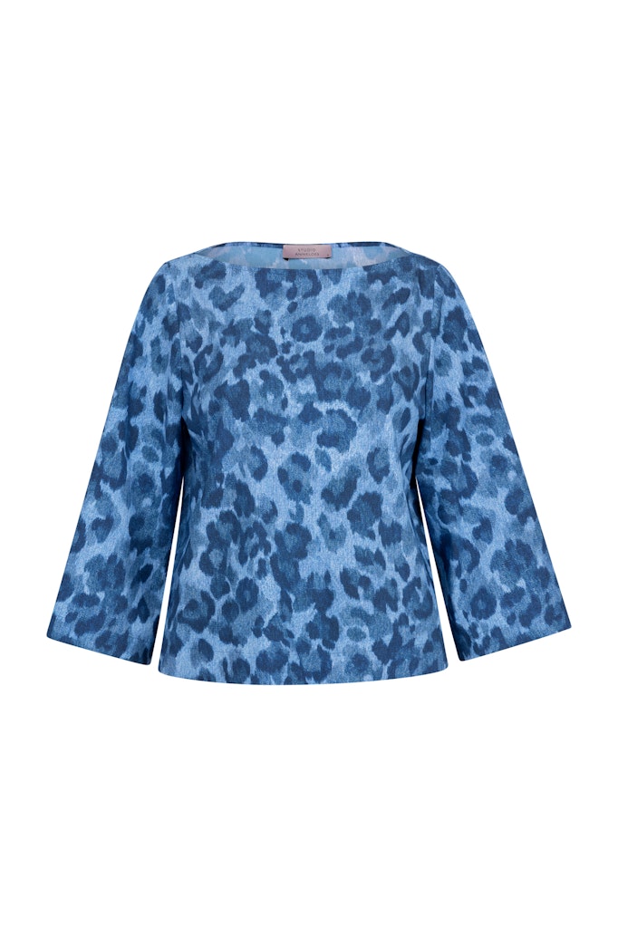 Studio Anneloes Ilja leopard top – dames - Blauw Dessin