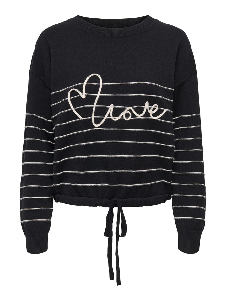 Only gebreide pullover zwart dessin – dames