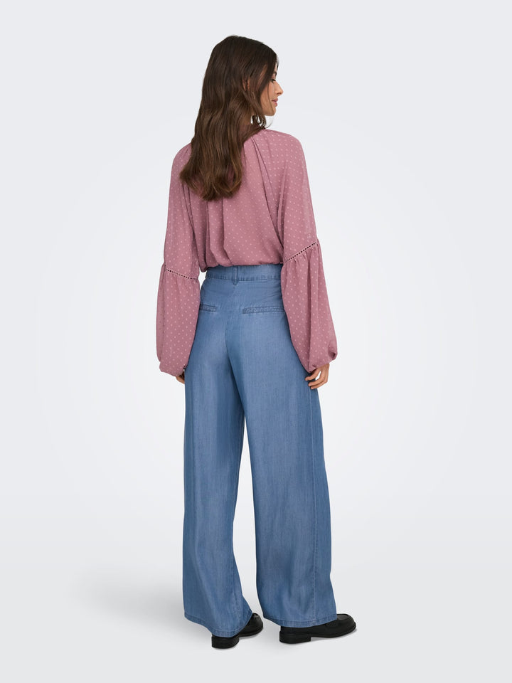 Jacqueline de Yong Jasper wijde broek – dames - Blue Denim - L32
