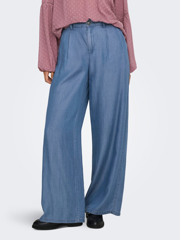 Jacqueline de Yong Jasper wijde broek – dames - Blue Denim - L32