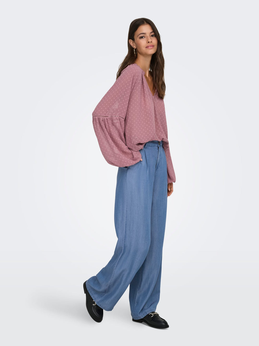 Jacqueline de Yong Jasper wijde broek – dames - Blue Denim - L32