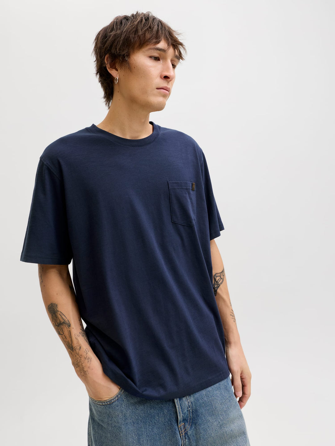 Jack & Jones T-shirt k/m heren navy – JJEDOVER SLUB TEE