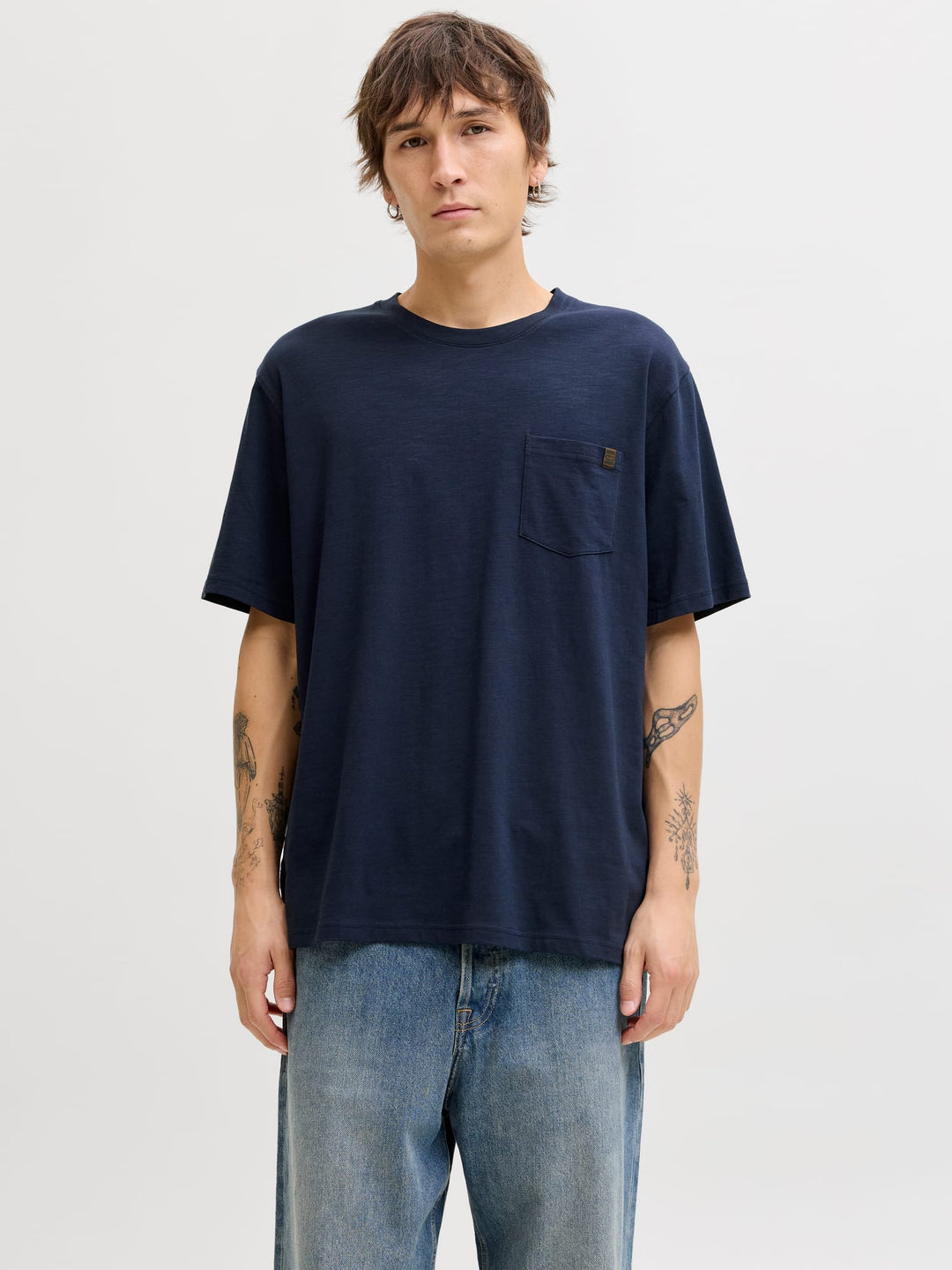 Jack & Jones T-shirt k/m heren navy – JJEDOVER SLUB TEE