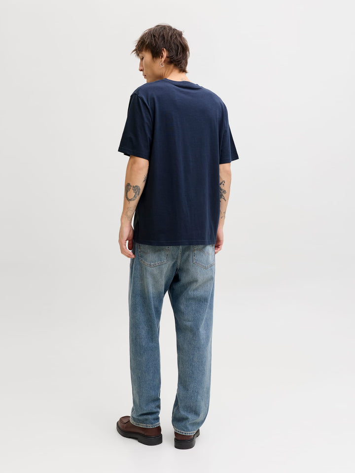 Jack & Jones T-shirt k/m heren navy – JJEDOVER SLUB TEE