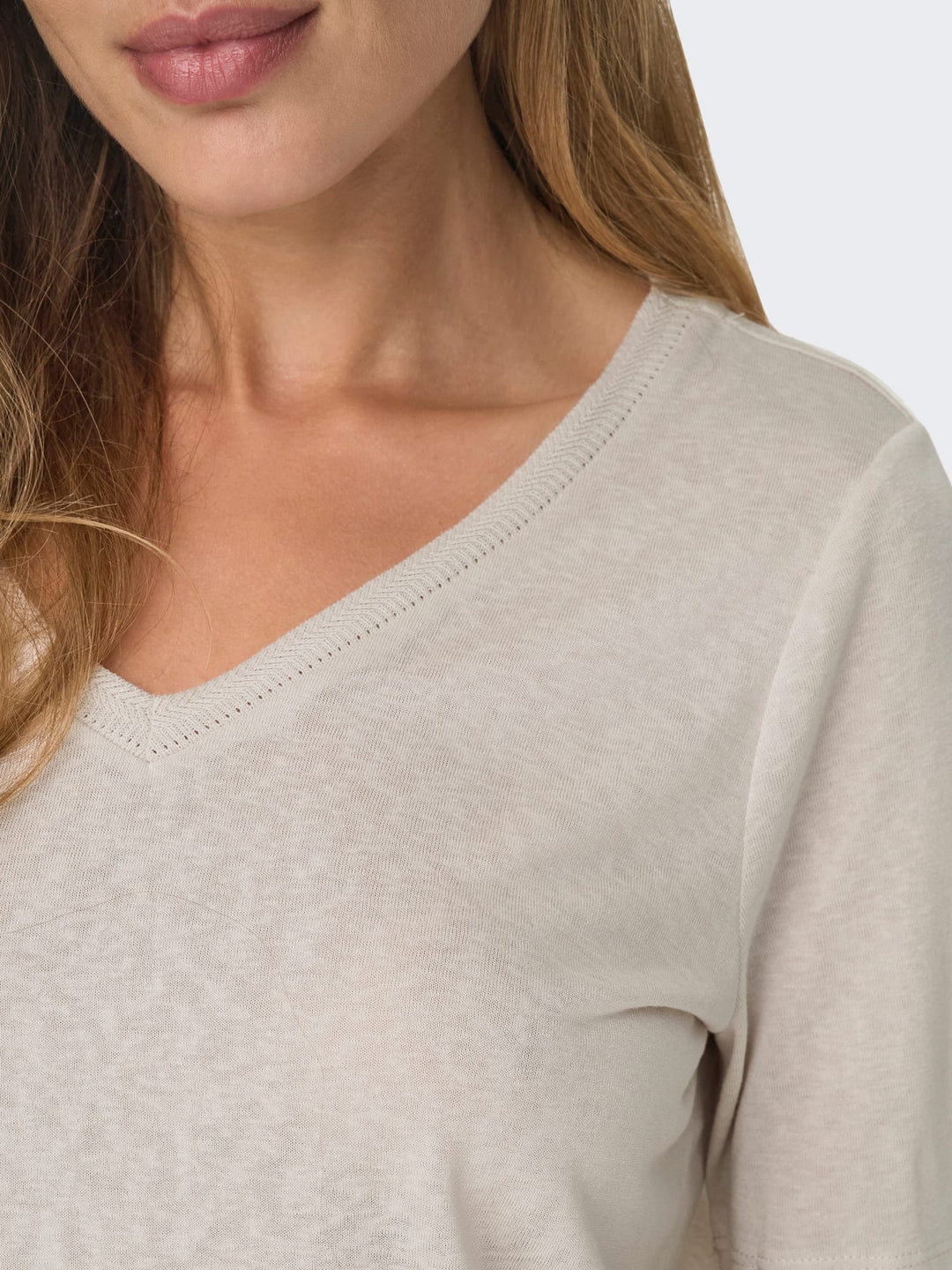 Only 15257390 Elise t-shirt k/m dames beige