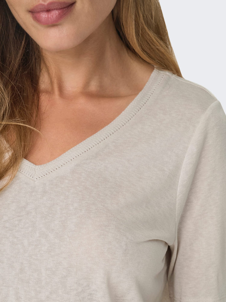 Only Elise T-shirt beige – dames