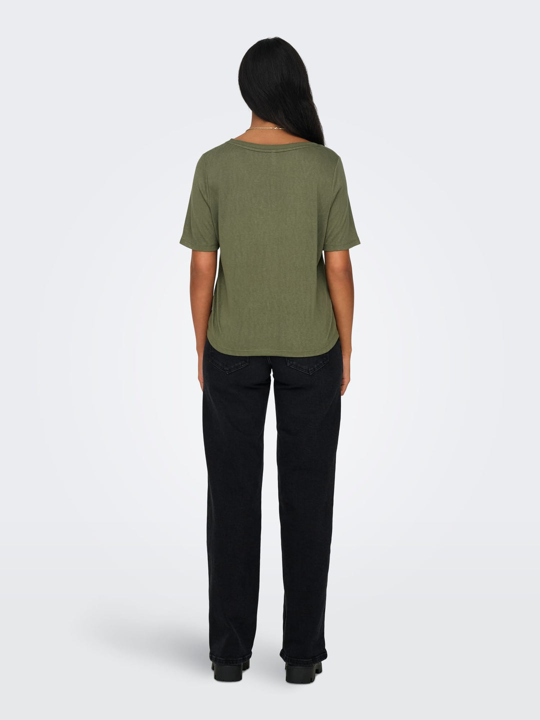 Only ONLELISE S/S V-NECK TOP army – dames t-shirt