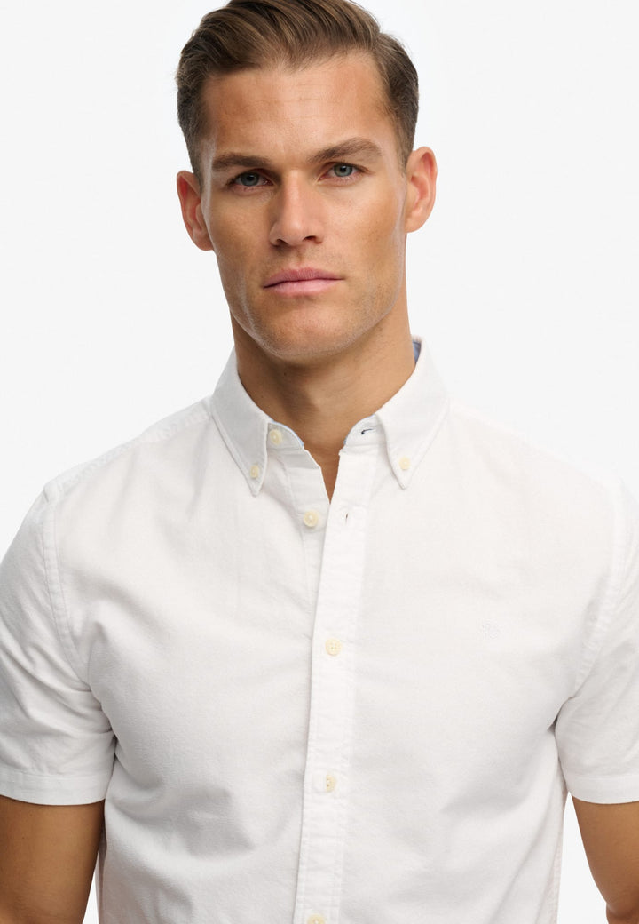 Superdry Preppy Oxford Overhemd Korte Mouwen – heren - Off-white