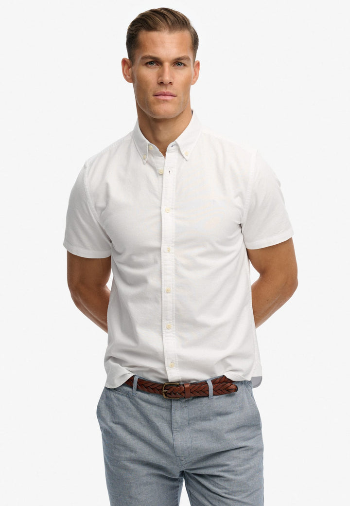 Superdry Preppy Oxford Overhemd Korte Mouwen – heren - Off-white