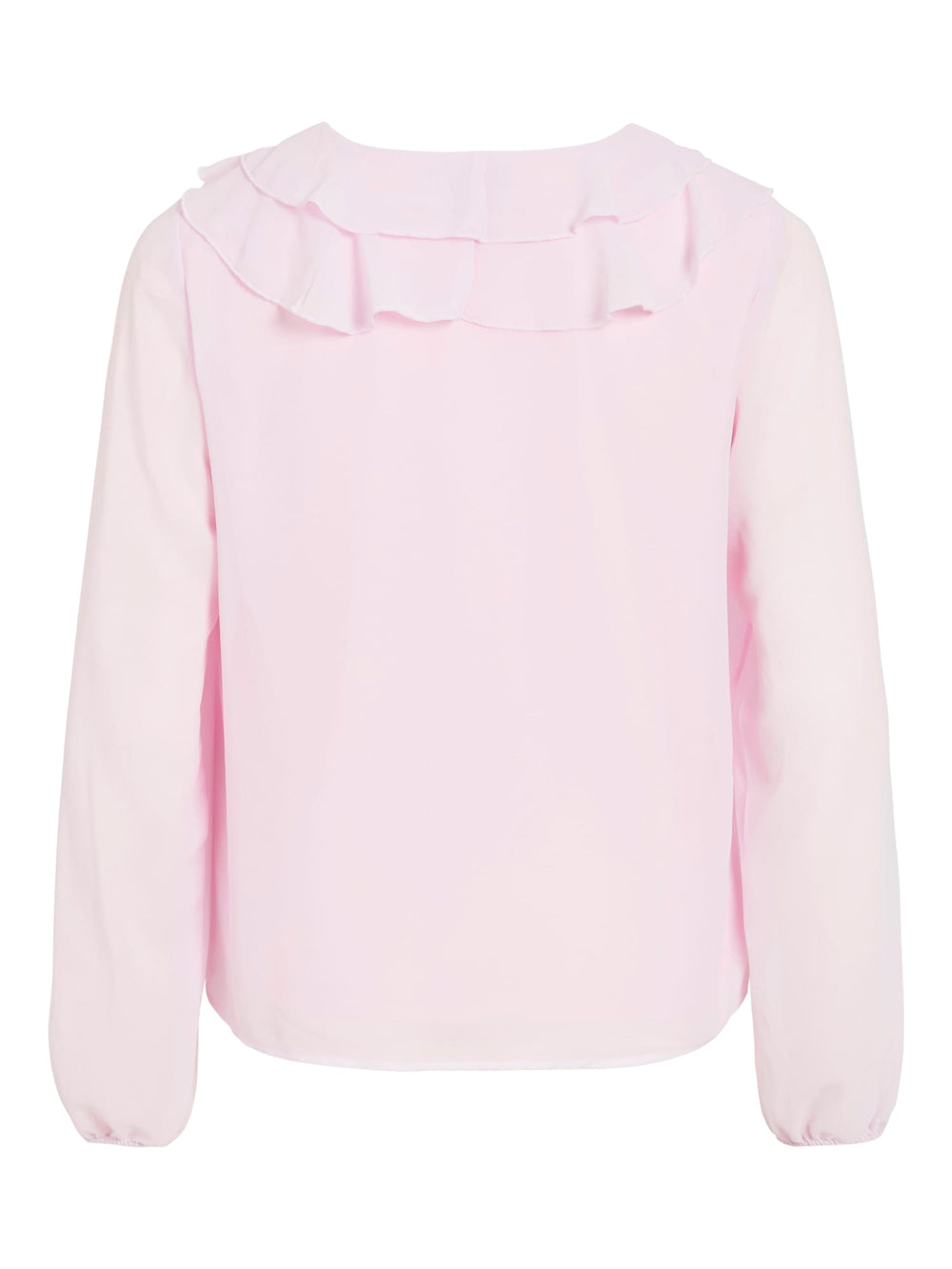 Vila VIANE L/S V-NECK FRILL TOP - licht roze damesblouse