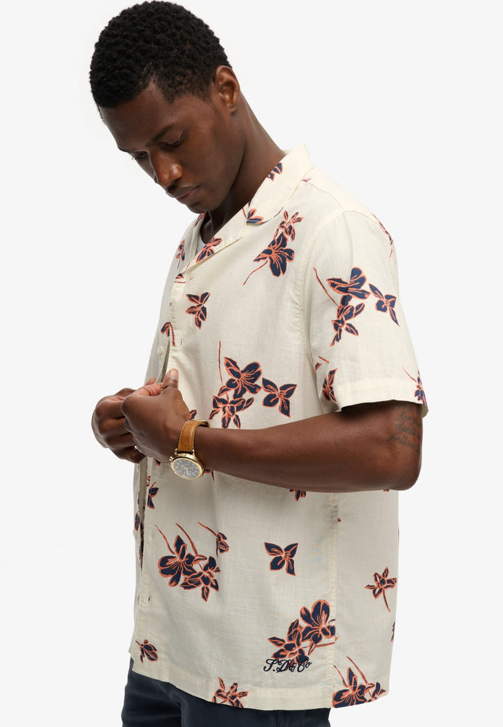 Superdry Cabana Poolside Overhemd – heren - Ecru Dessin