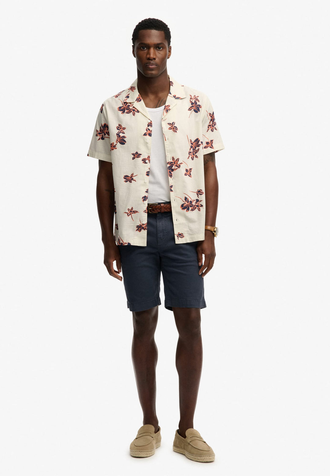 Superdry Cabana Poolside Overhemd – heren - Ecru Dessin