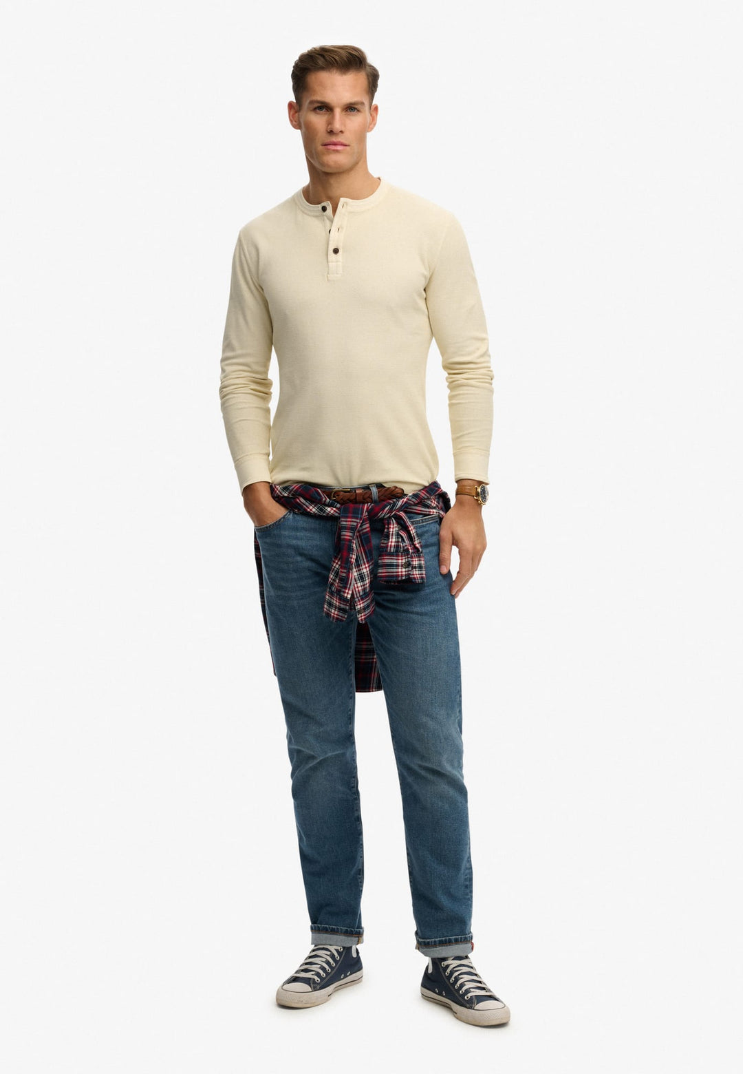 Superdry M6010956A T-shirt l/m beige – heren