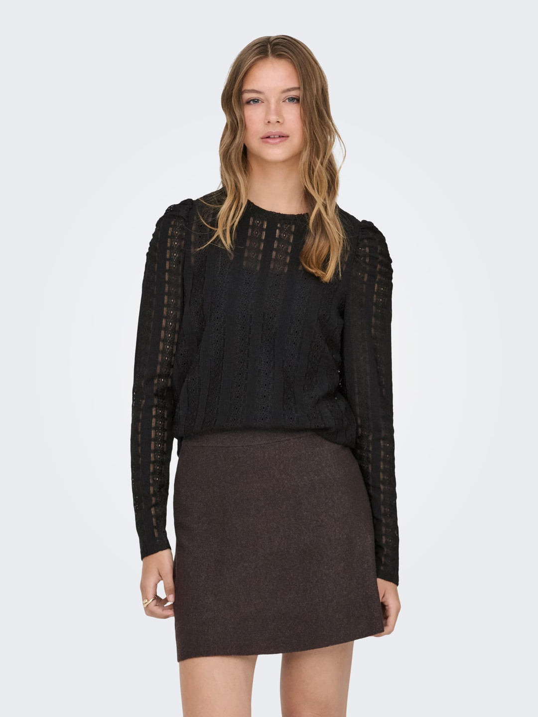 Only ONLMELANIE L/S O-NECK TOP JRS zwart – dames t-shirt