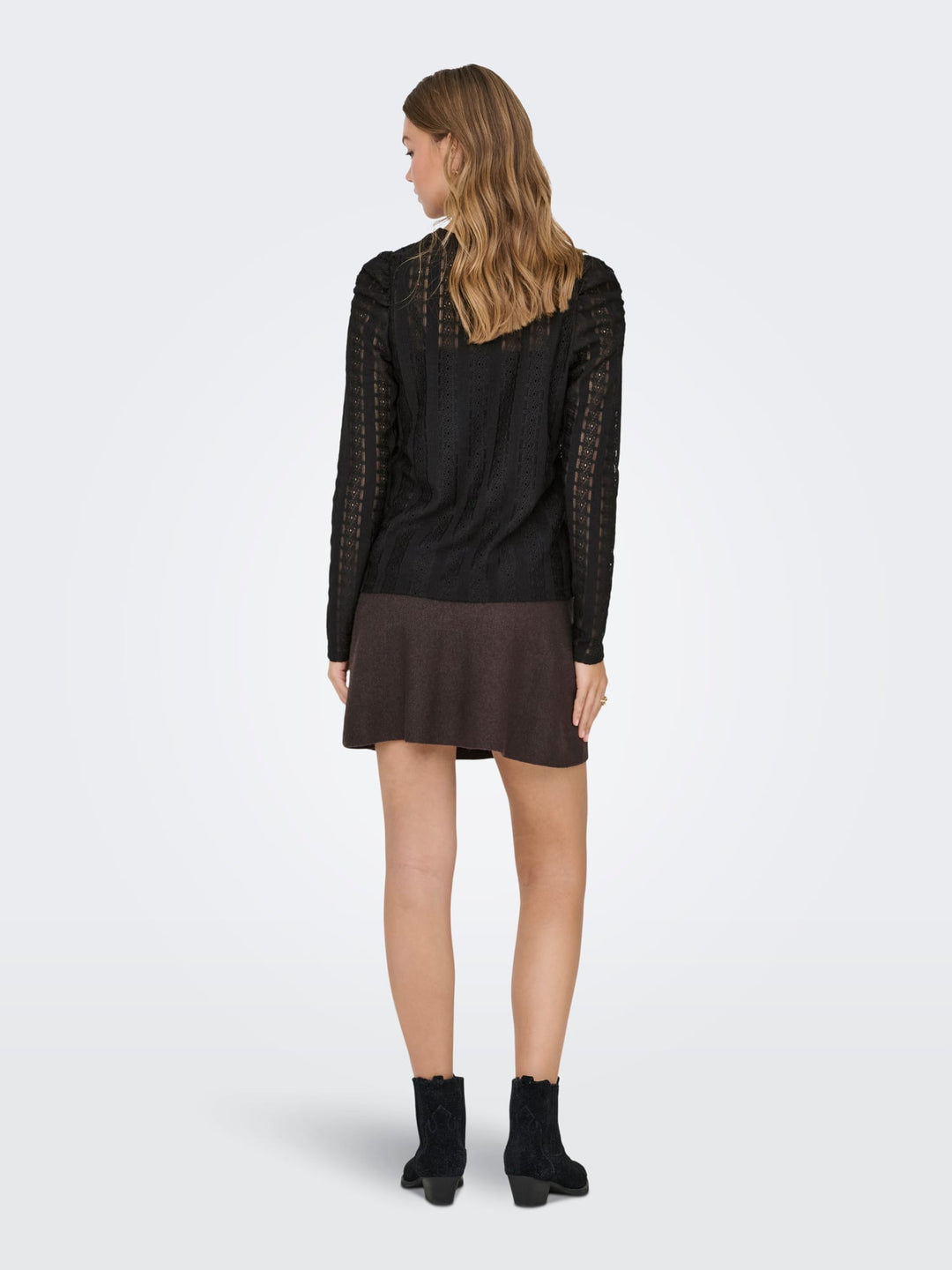 Only ONLMELANIE L/S O-NECK TOP JRS zwart – dames t-shirt