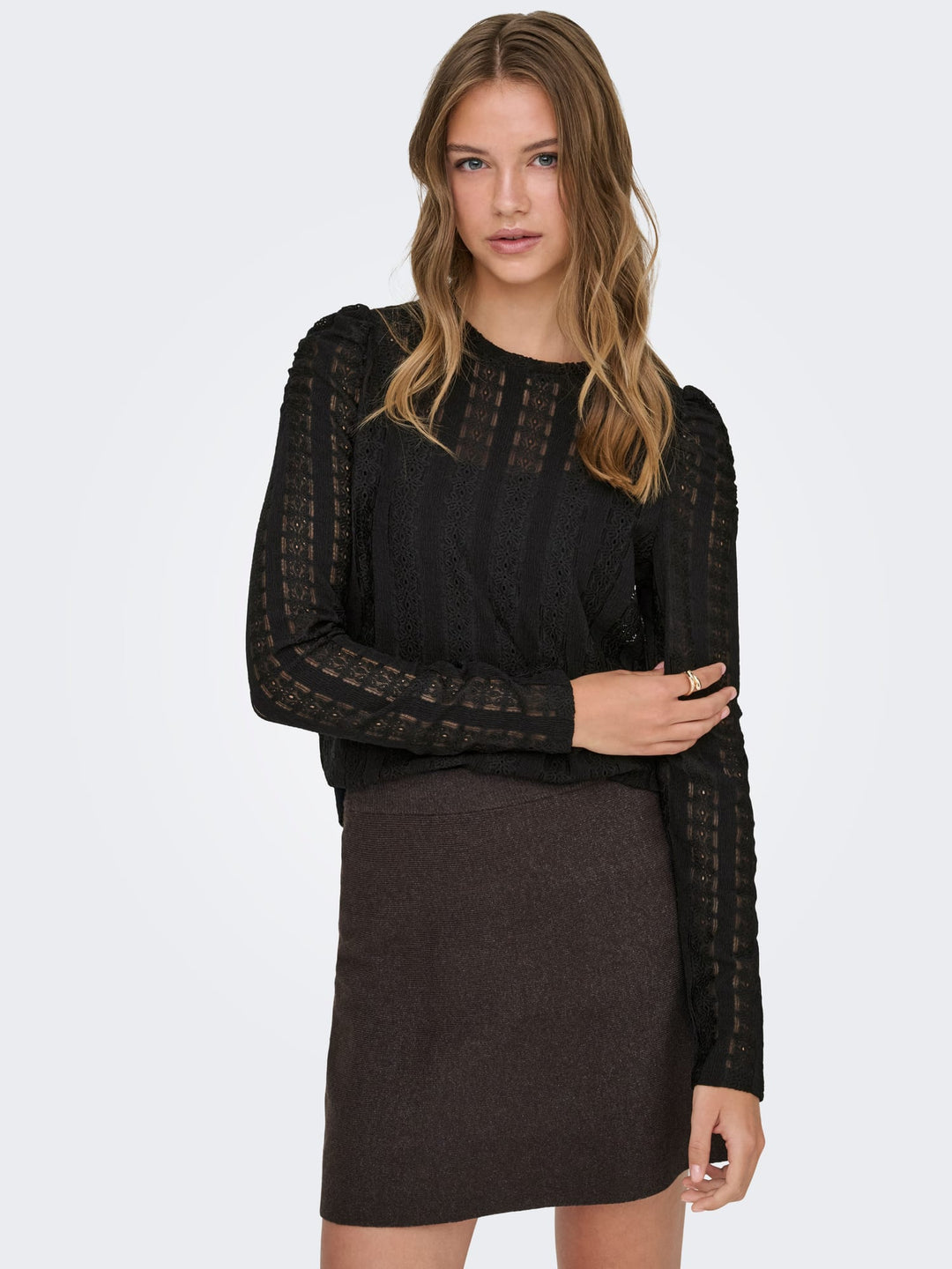 Only ONLMELANIE L/S O-NECK TOP JRS zwart – dames t-shirt