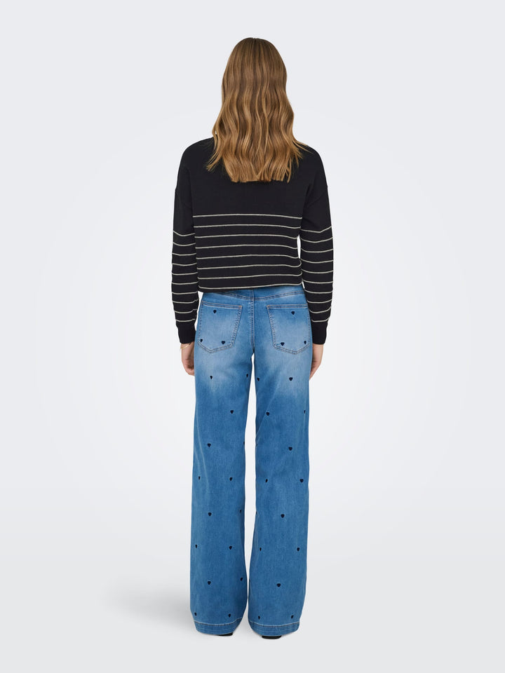 Only gebreide pullover zwart dessin – dames