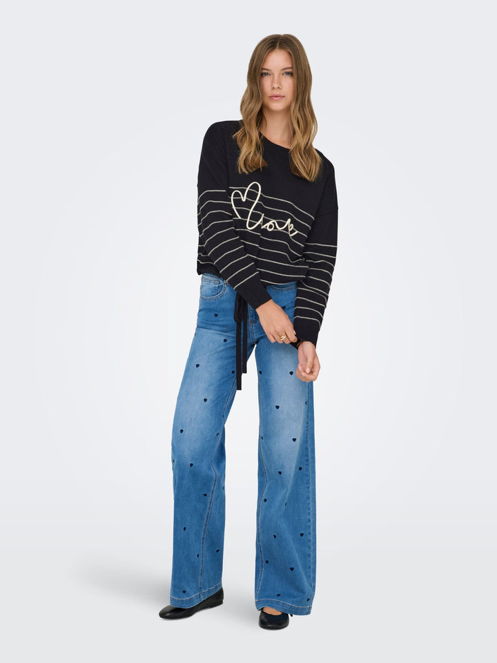 Only gebreide pullover zwart dessin – dames