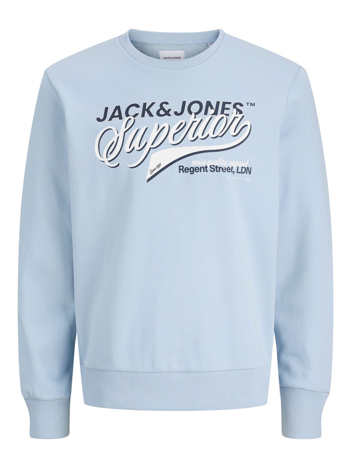 Jack &amp; Jones 12288925 logo sweater lichtblauw – heren