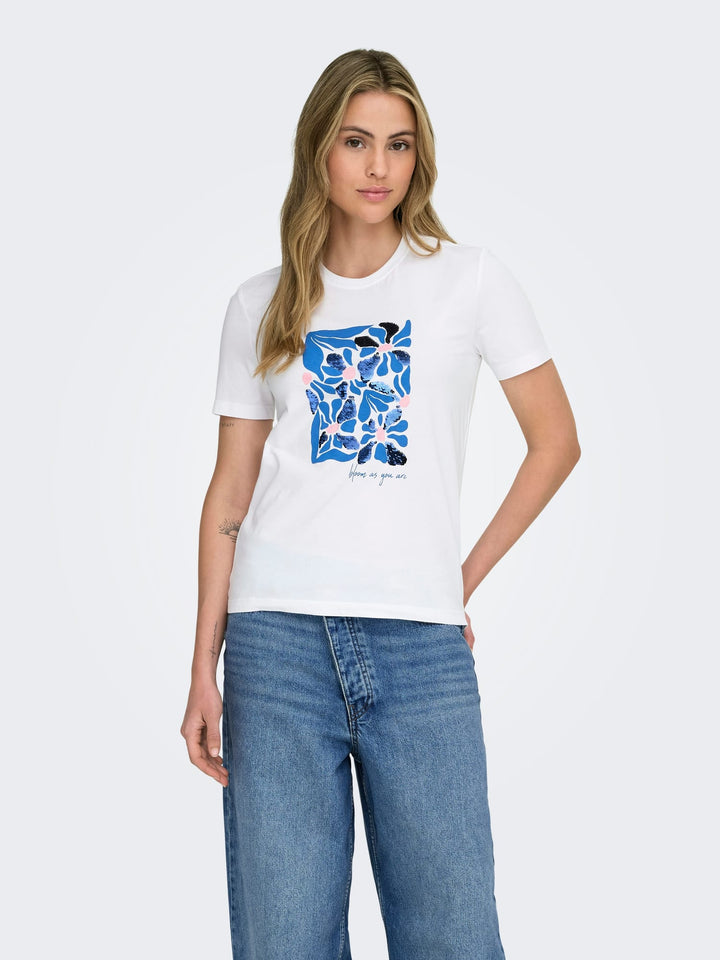 Only ONLKITA REG S/S PRINT TOP NOOS – dames t-shirt - Off-white