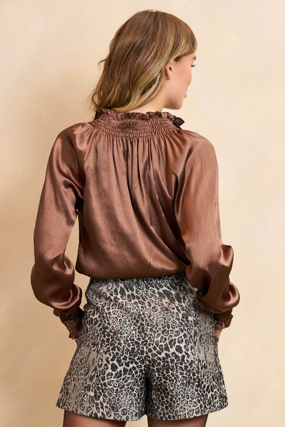 Lofty Manner QL07 Blouse Tyra – dames blouse bruin