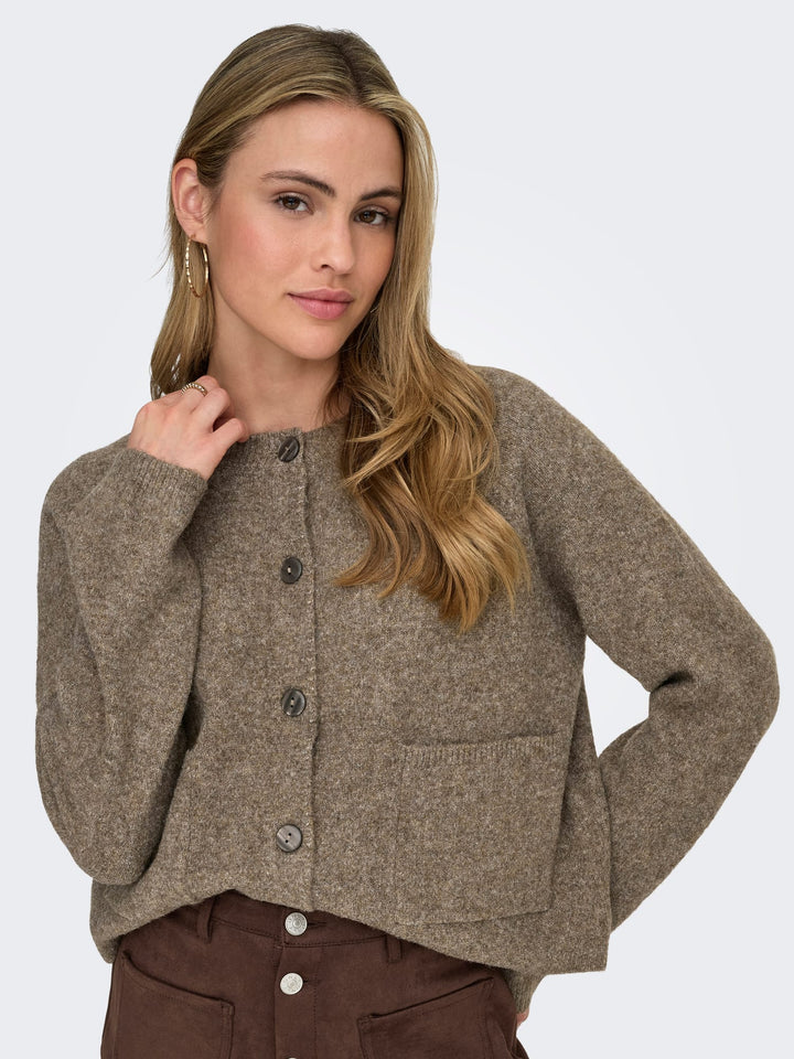 Only 15344118 Piemonte vest gebreid dames bruin melee