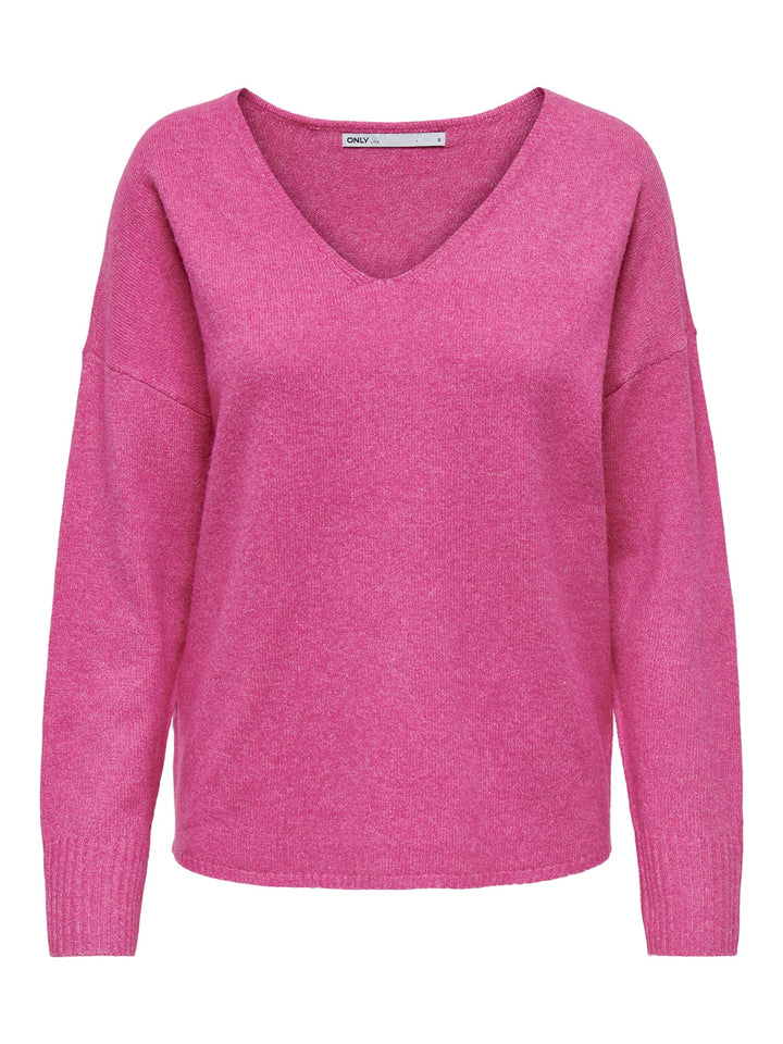Only ONLRICA L/S V-NECK PULLO KNT NOOS – dames trui magenta
