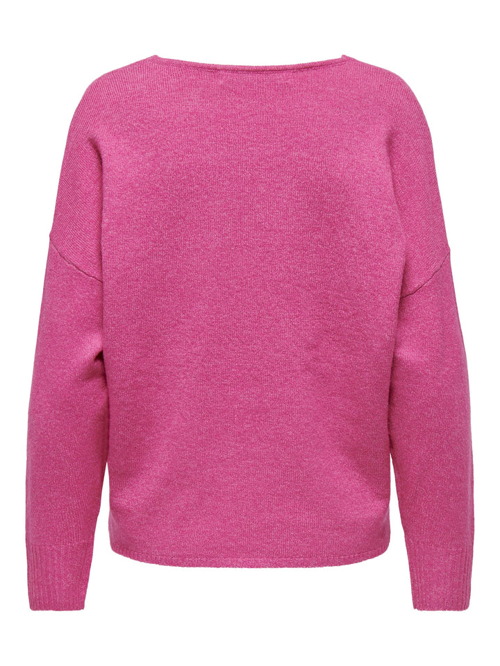 Only ONLRICA L/S V-NECK PULLO KNT NOOS – dames trui magenta