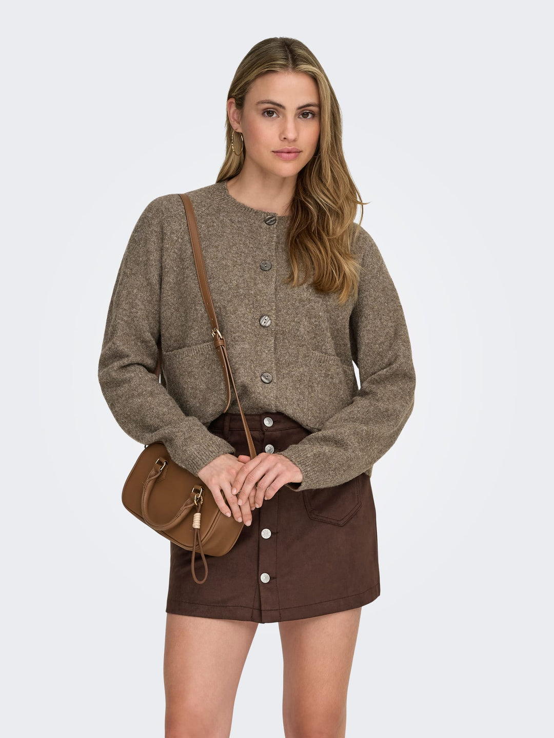 Only 15344118 Piemonte vest gebreid dames bruin melee