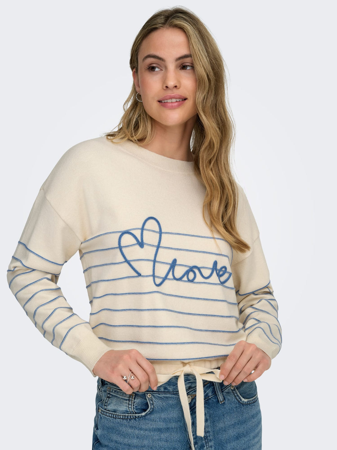 Only 15364038 Signe trui ecru dessin – dames