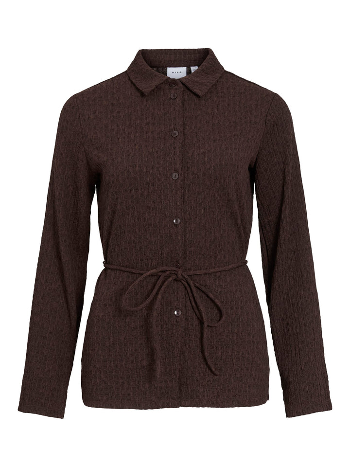 Vila 14117521 meresa blouse l/m bruin