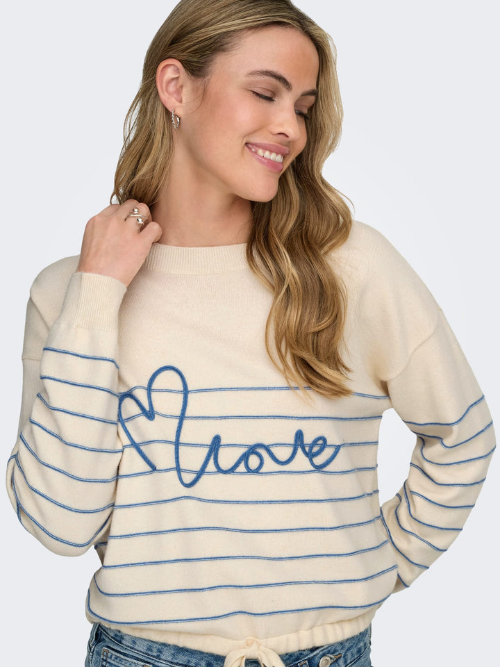 Only 15364038 Signe trui ecru dessin – dames
