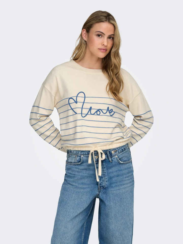 Only 15364038 Signe trui ecru dessin – dames