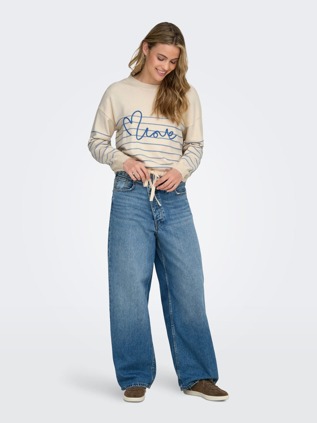 Only 15364038 Signe trui ecru dessin – dames