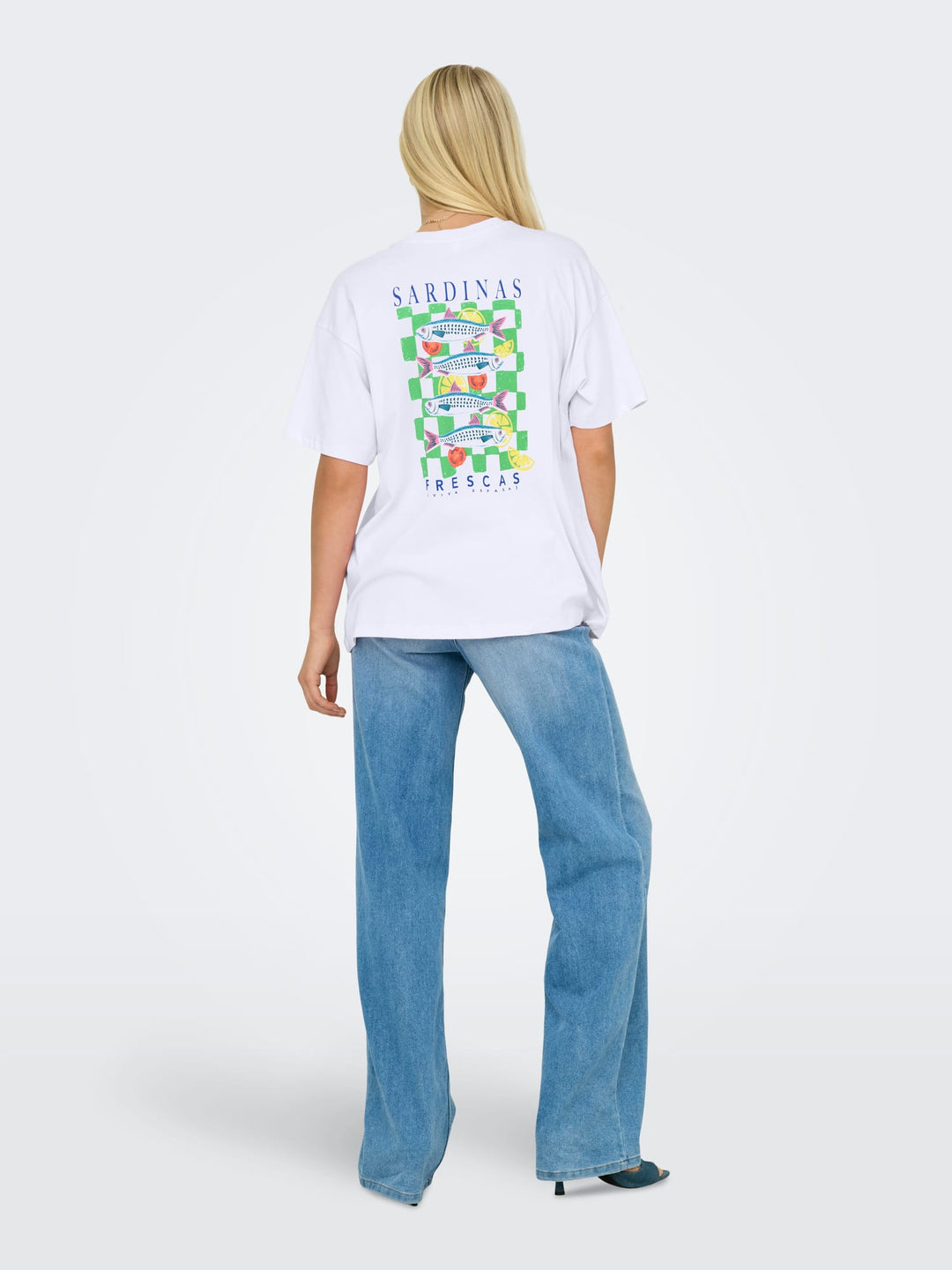 Only ONLVIVVI S/S Lovely Top JRS wit dessin – dames t-shirt