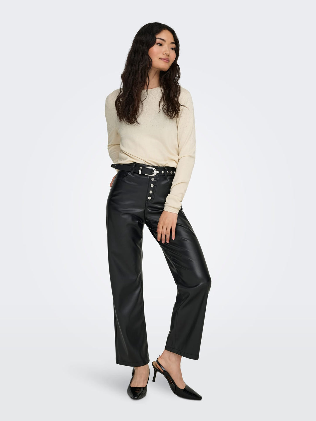 Only Anabella trui ecru dessin – dames