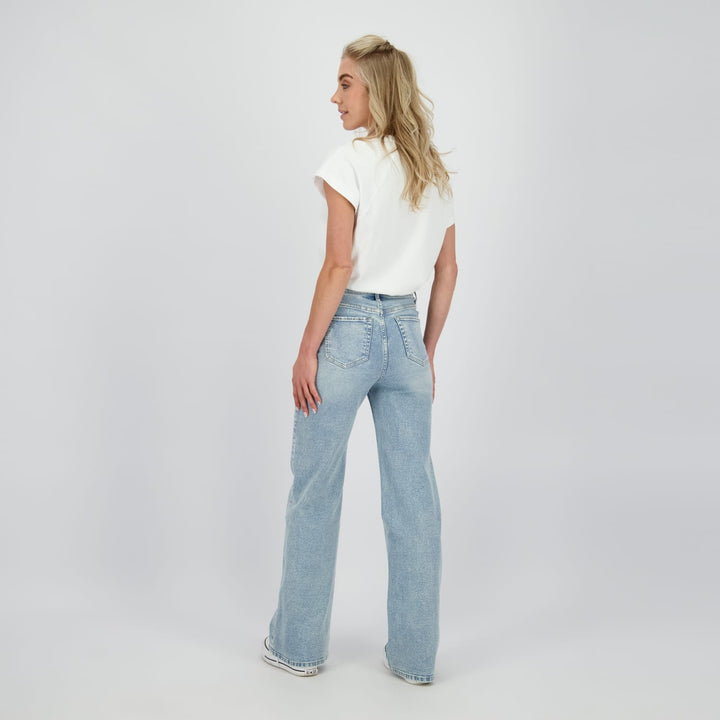 Raizzed Wide leg Jeans Sierra – dames jeans loose fit - Blue Denim - L32