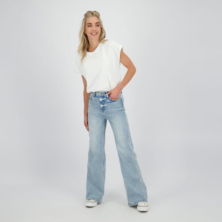 Raizzed Wide leg Jeans Sierra – dames jeans loose fit - Blue Denim - L32