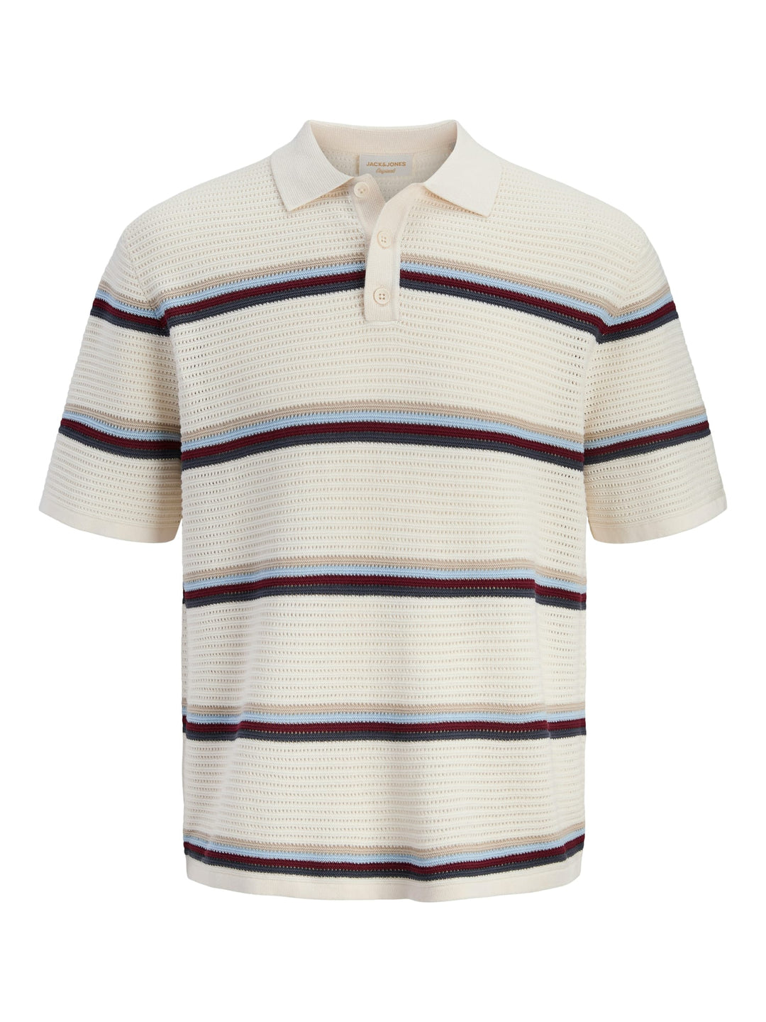 Jack & Jones JORMAINE KNIT STRIPE POLO SN – heren polo - Ecru Dessin