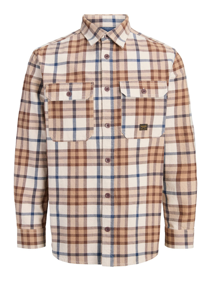 Jack &amp; Jones 12301357 Bluivy overhemd l/m bruin dessin
