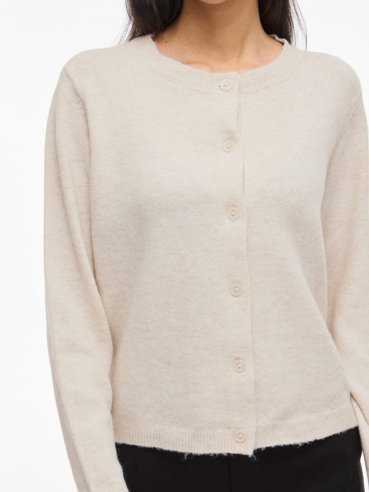 Vila 14113026 liga vest gebreid beige – dames