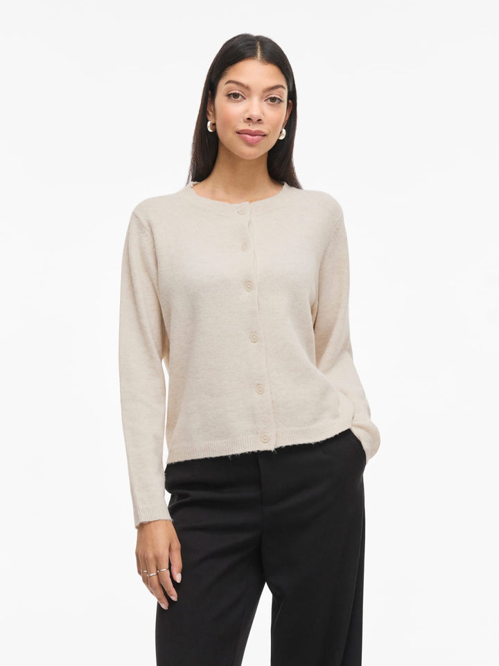 Vila 14113026 liga vest gebreid beige – dames