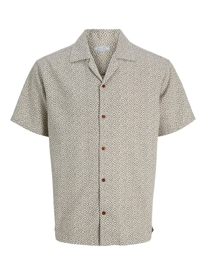 Jack & Jones Bluwinson overhemd k/m heren – zand dessin