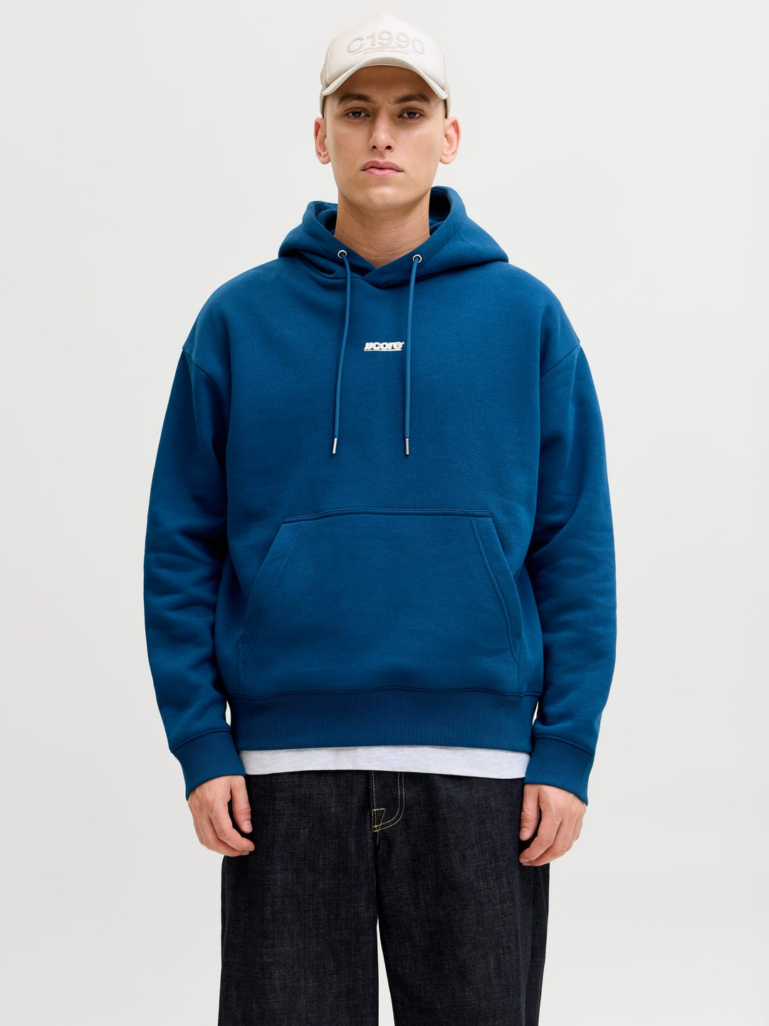 Jack & Jones JCOCLUB BACKPRINT SWEAT HOOD – heren hoodie - Rafblauw