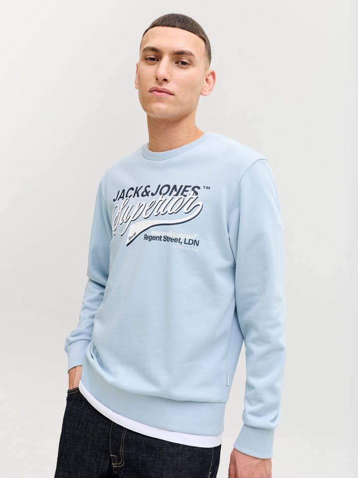 Jack & Jones 12288925 logo sweater lichtblauw – heren