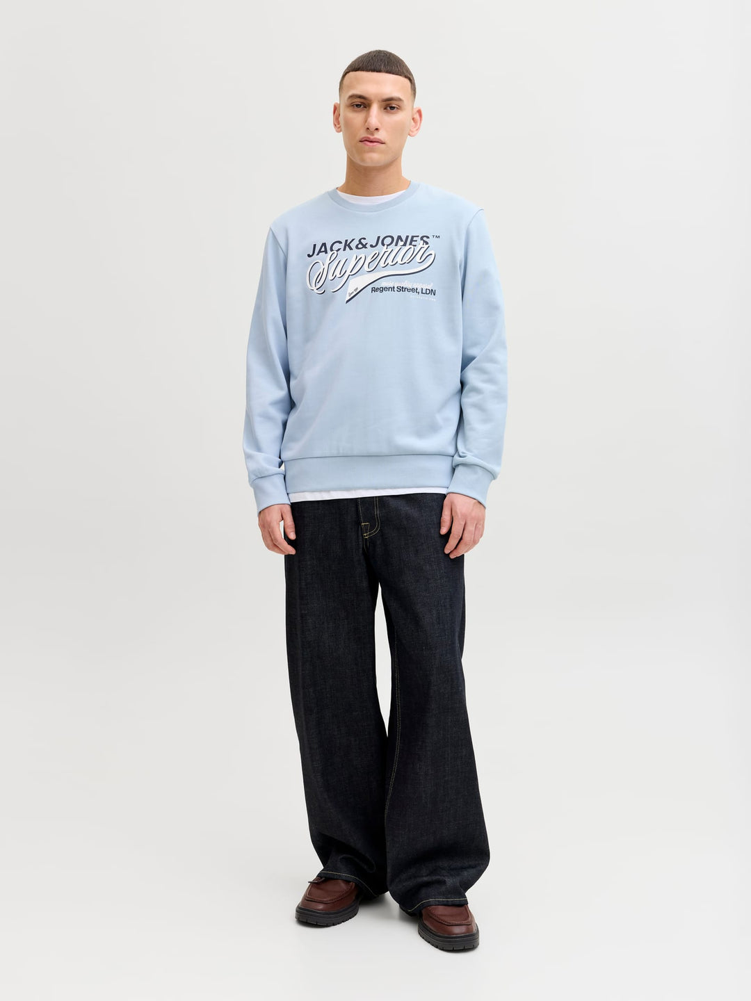Jack & Jones 12288925 logo sweater lichtblauw – heren
