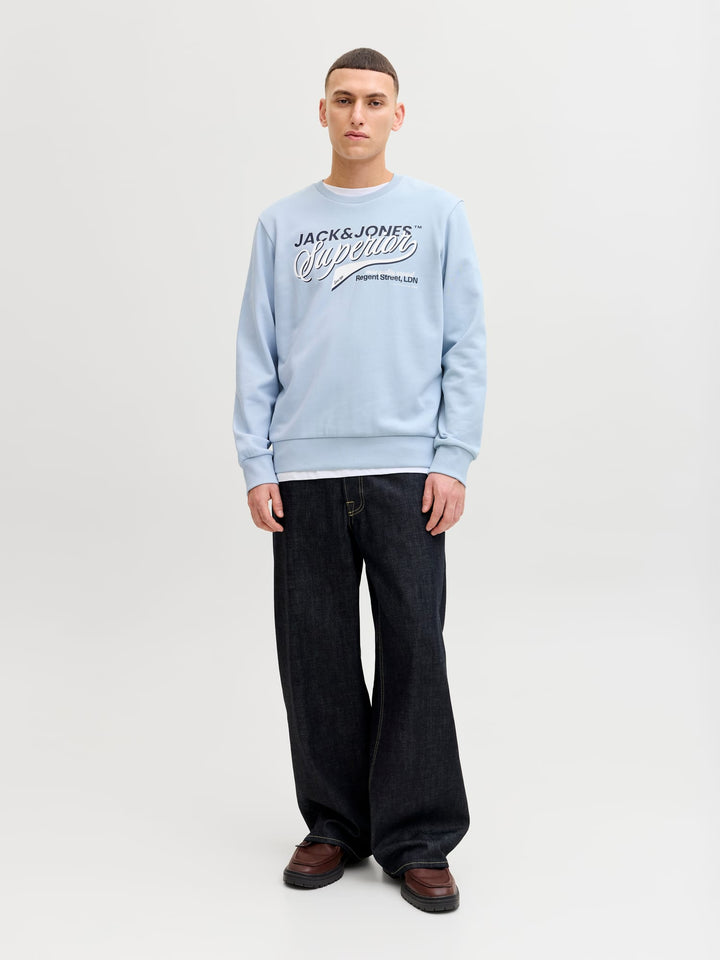 Jack & Jones 12288925 logo sweater lichtblauw – heren